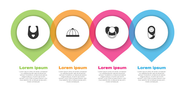 设置婴儿围兜帽、奶嘴和新生儿奶嘴图片下载