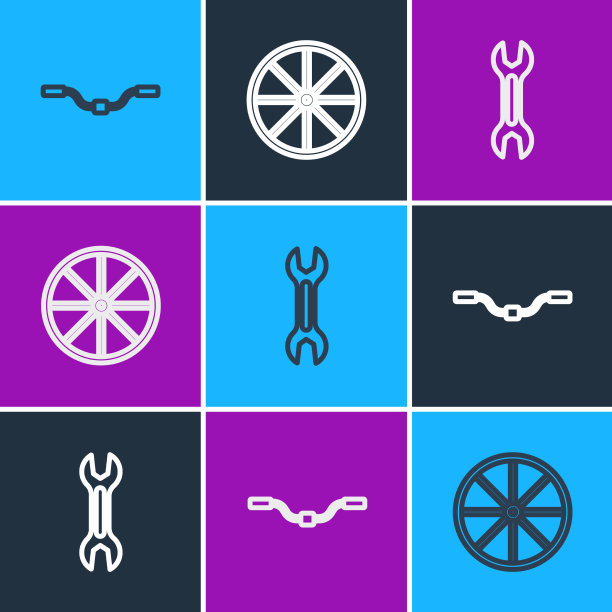 设置线自行车车把扳手和扳手图片下载