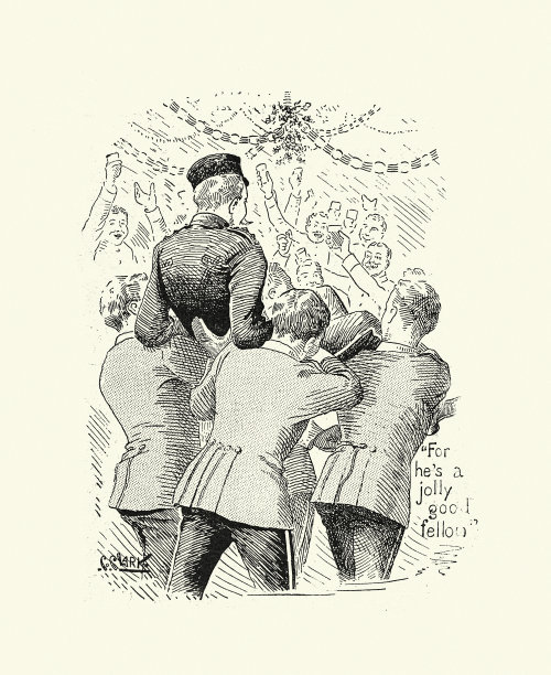 英国皇家海军陆战队庆祝圣诞节，因为他是一个快乐的好家伙，维多利亚19世纪图片下载