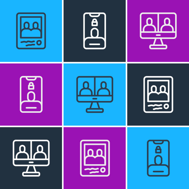 集行全家福和视频聊天会议图片下载