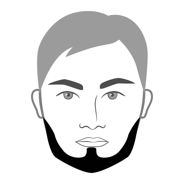 布雷特·比尔德风格的男子在脸上插图面部毛发。矢量灰色黑色肖像男性时尚模板平面理发师集合集。时尚的发型孤立的轮廓在白色的背景。图片下载