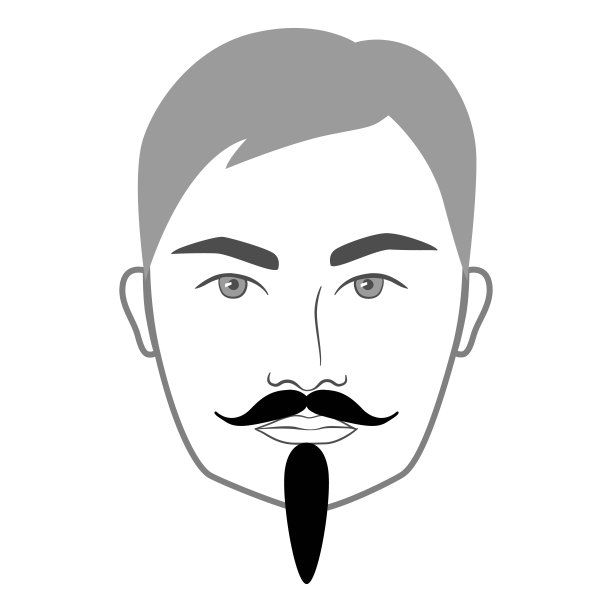 拿破仑三世帝王式胡须式男子的面部插图。矢量灰色黑色肖像男性时尚模板平面理发师集合。时尚的发型孤立的轮廓在白色图片下载