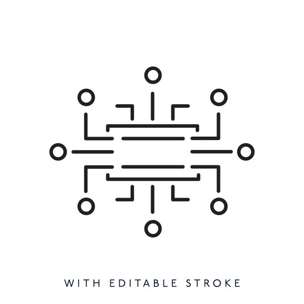 人工智能技术线图标。可编辑的中风图片下载