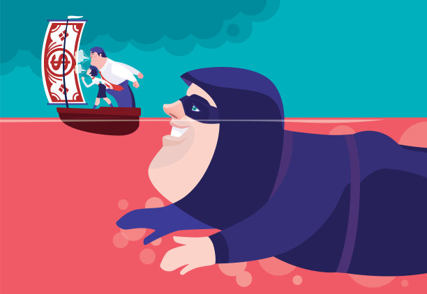 骗子尾随一对站在船上吹钞票的夫妇图片下载