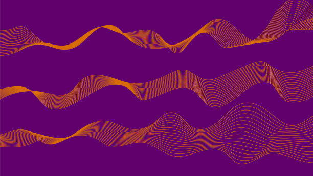 现代蓝色、紫色和红色液体波线粒子技术抽象背景图片下载