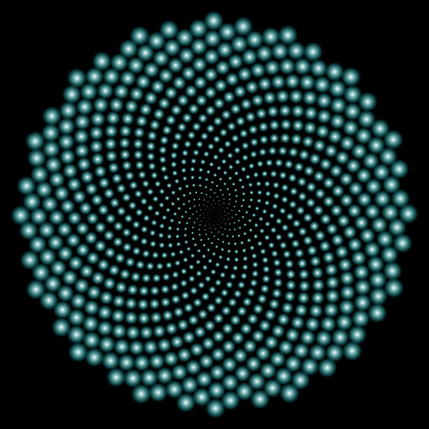 在黑色背景下，发光的圆点形成了一个看似无穷无尽的圆圈图片下载