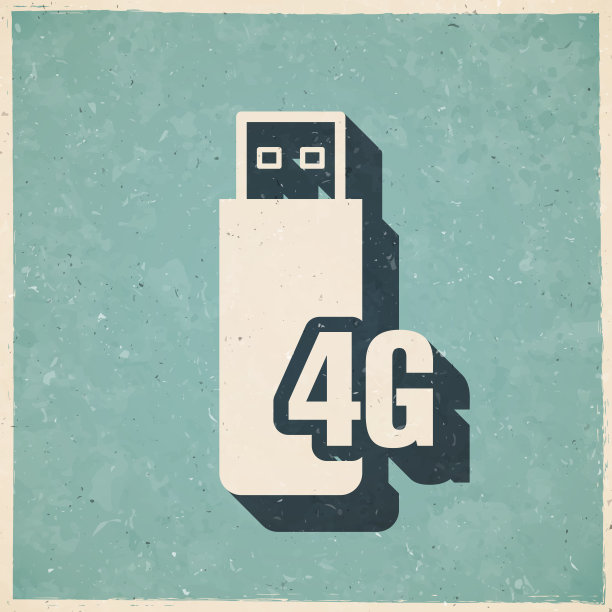 4G USB调制解调器。图标复古复古风格-旧纹理纸图片下载