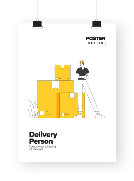 为海报，封面和横幅，广告和营销材料送货人的概念图片下载