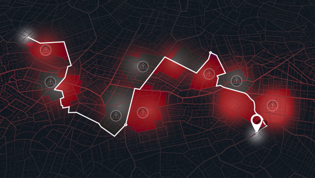 等距城市导航和GPS地图。矢量插图的城市地区，道路。封闭区域，区域。位置跟踪仪表板。引脚位置标志。目的标签或标记。红色的标志。图片下载