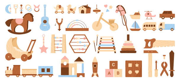 木制玩具套装，适合幼儿早期游戏学习蒙特梭利设备收藏图片下载