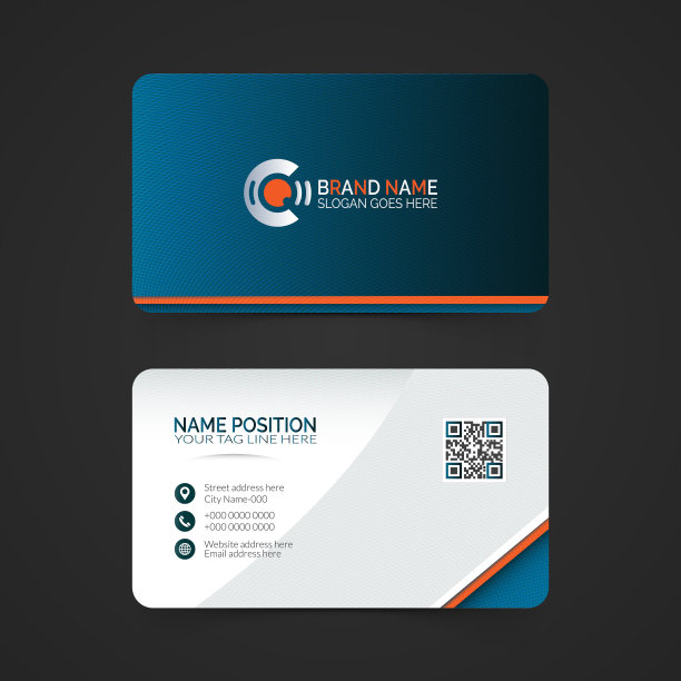 现代蓝色和白色的名片设计。时尚干净的名片布局。图片下载