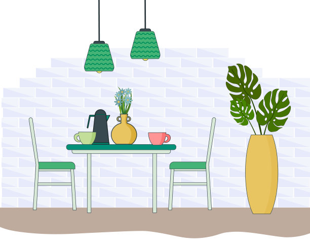 餐厅内部。矢量平面插图。图片下载
