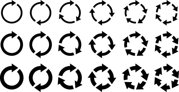 矢量插图集黑色旋转箭头图片下载