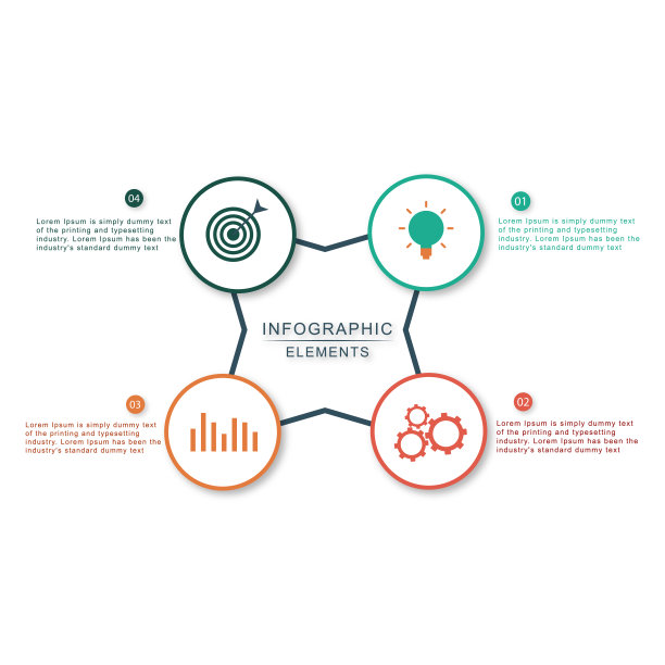 信息图形设计与图标和4个选项或步骤图片下载
