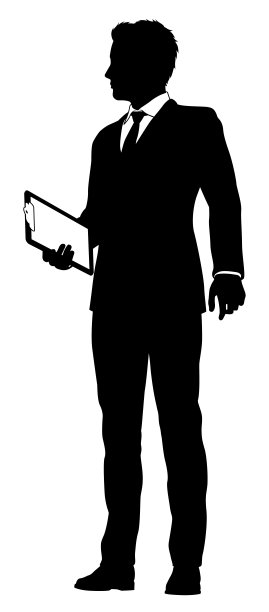 商务人士与剪贴板剪影图片下载