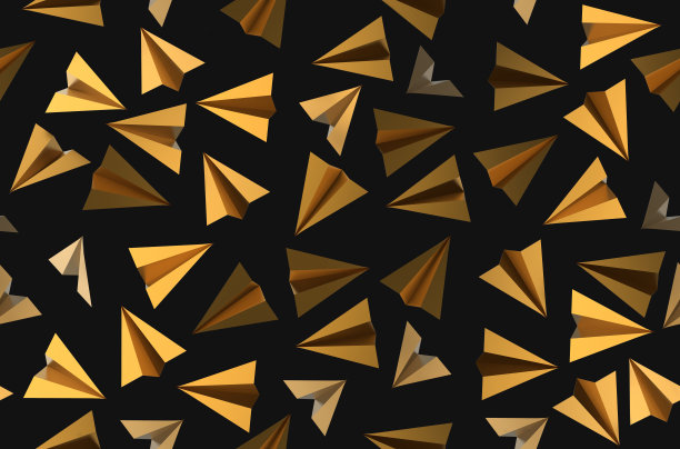 3d渲染艺术作品插图金色的纸飞机。图片下载