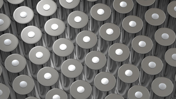 包特斯拉4680格式圆柱形锂牵引电池模块，高能圆柱形蓄电池，干电极，电源，电动汽车的能源，先进的技术，3d渲染图片下载