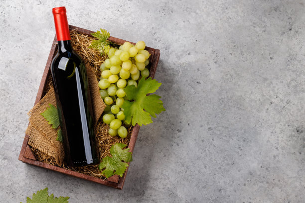 一瓶红酒和新鲜葡萄图片下载