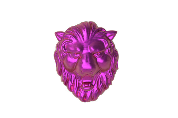 粉红色狮子头3D渲染隔离在白色背景图片下载