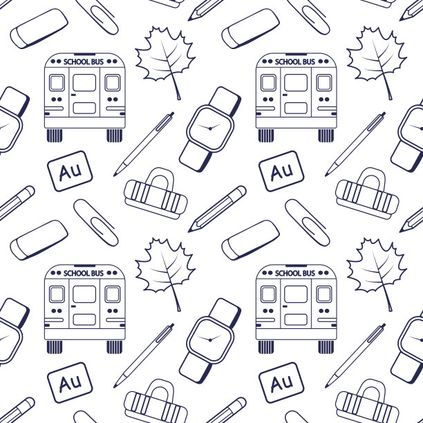 无缝图案与配件回到学校。图片下载