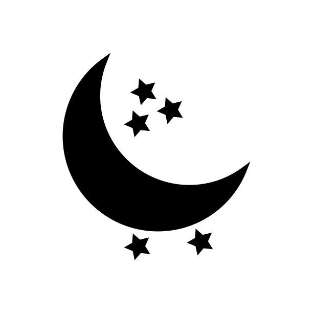 月亮填充图标符号矢量。黑色雕文月亮图标图片下载