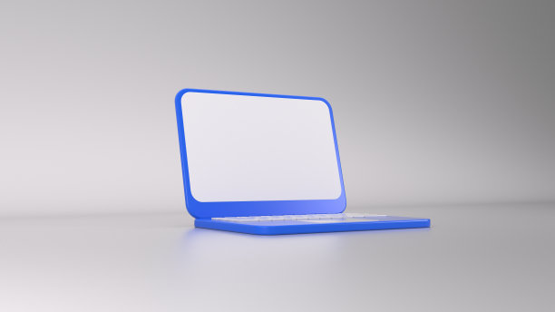 最小的蓝色笔记本电脑孤立在白色背景，3D渲染图片下载