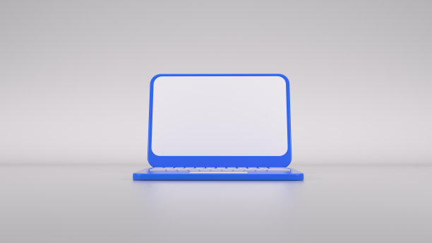 最小的蓝色笔记本电脑孤立在白色背景，3D渲染图片下载