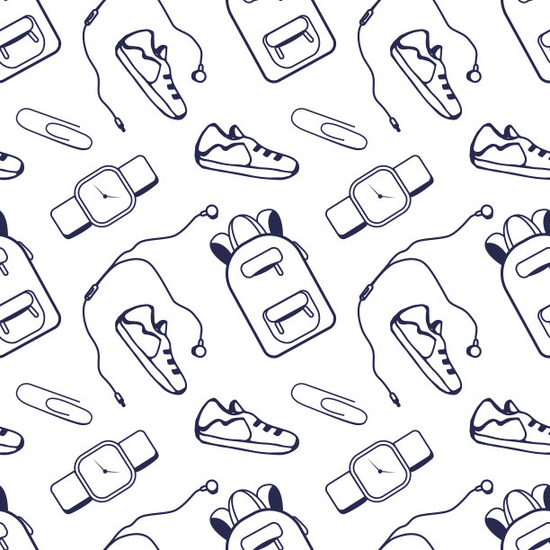 无缝图案与配件回到学校图片下载