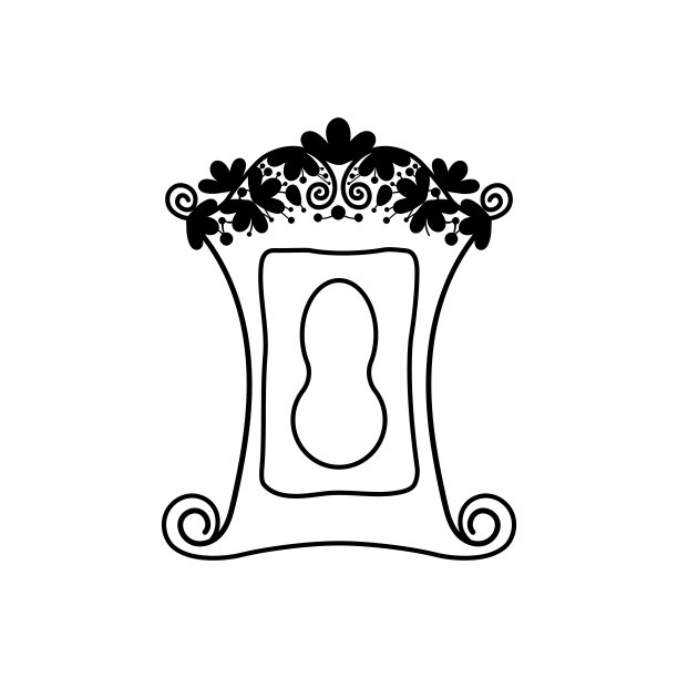 手绘简单涂鸦桌面复古相框与花卉装饰。孤立在白色背景上。图片下载