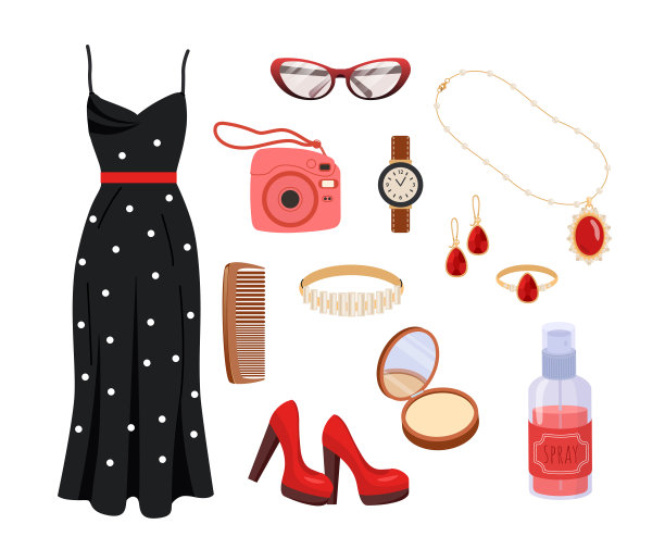 一套女性配饰矢量概念图片下载