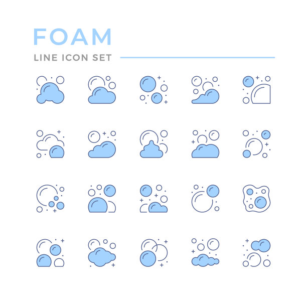设置气泡和泡沫的彩色线条图标图片下载