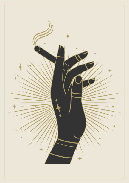 米色背景上，女人的手拿着香烟图片下载