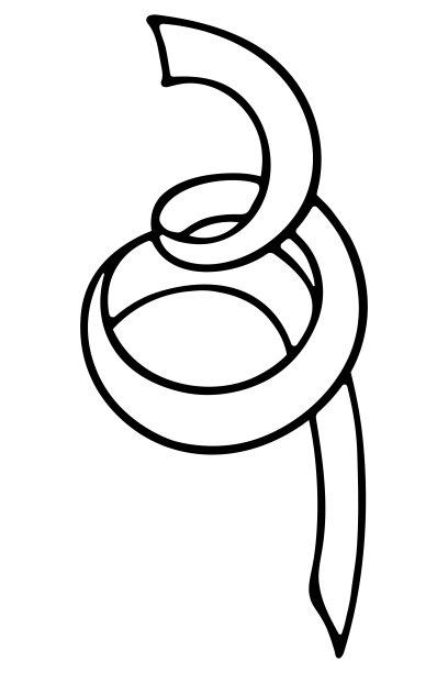 蛇形。草图。节日装饰的形式是一个延伸到底部的弹簧。图片下载