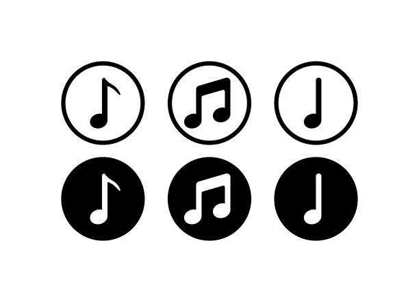 音乐图标。轮廓，黑色，音符图标，音乐图标集。矢量图标图片下载
