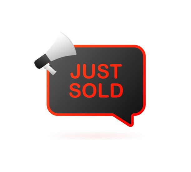 只是出售。扁平，彩色，刚售出，警告标签。矢量图图片下载