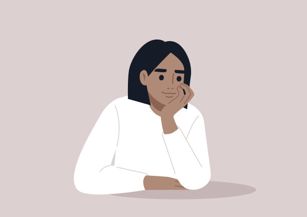 一个年轻的角色用手托着脸，专心地倾听着图片下载