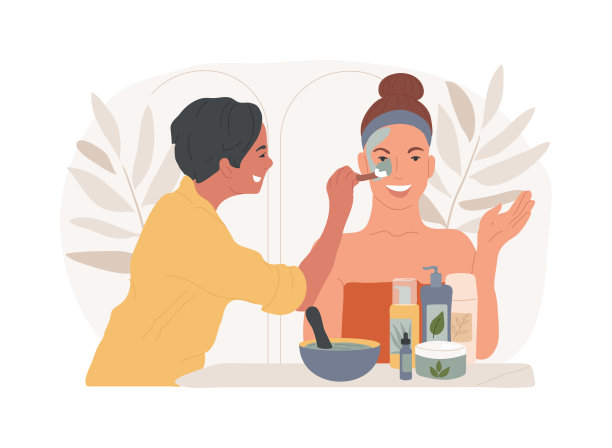 护肤隔离概念矢量插图。图片下载