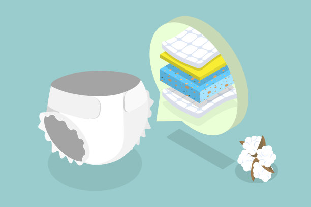 三维等距平面矢量概念插图的婴儿尿布图片下载