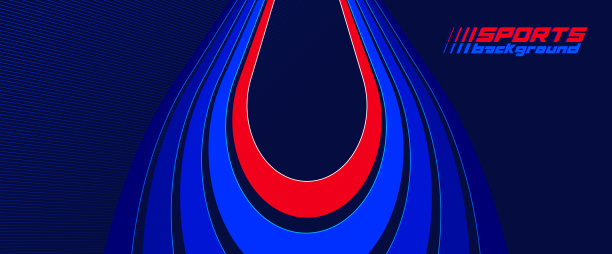 体育活动游戏和赛车矢量线性背景在3D透视旋转，暗红色和蓝色的动态布局像一条道路或比赛。图片下载