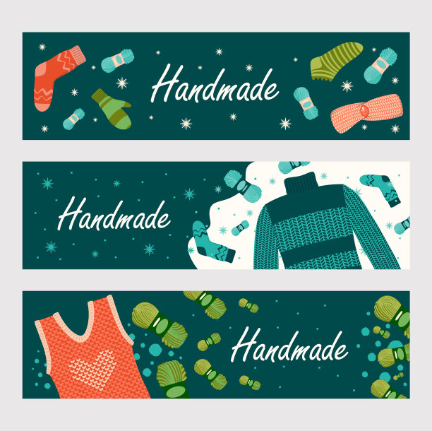 冬天手工制作的衣服横幅集图片下载