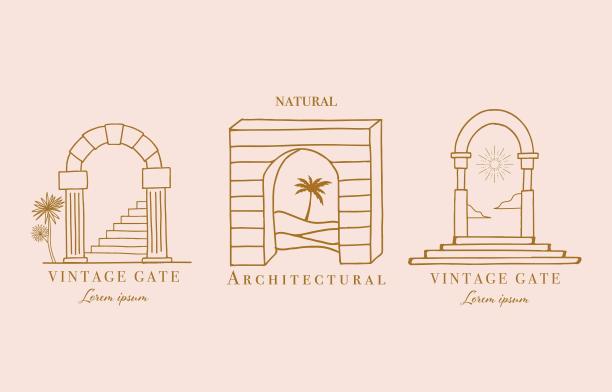 线条设计与太阳、窗户、建筑的集合。可编辑的矢量插图的社交媒体，图标图片下载