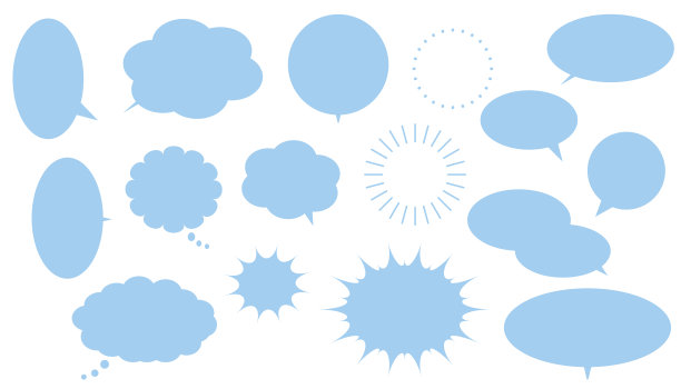 浅蓝色简单的语音气泡和框架轮廓插图图片下载