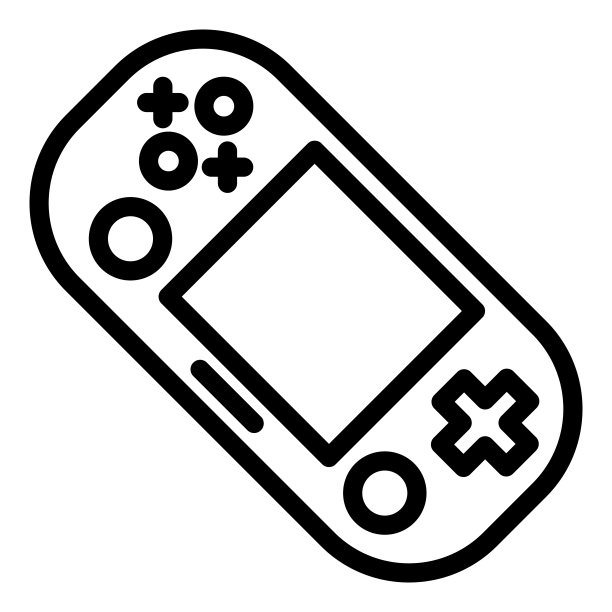 手持游戏控制台线图标。便携式游戏垫矢量插图孤立的白色。游戏大纲风格设计和应用程序。图片下载