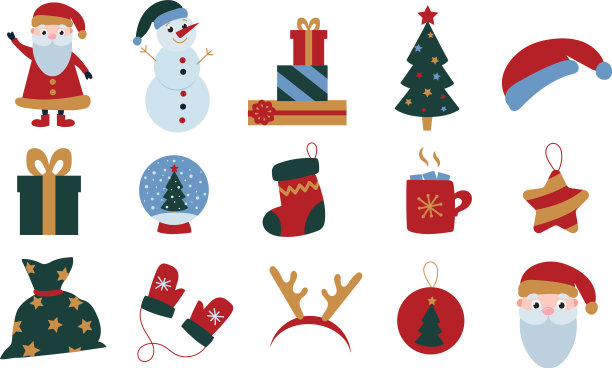 一套多彩的圣诞图标图片下载