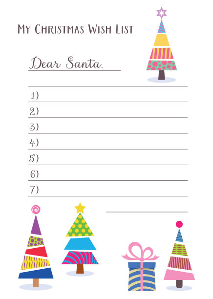 有可爱的圣诞树的圣诞愿望清单图片下载