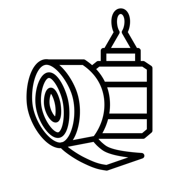 胶带和胶水瓶线图标，文具概念，白色背景上的胶水工具标志，透明胶带和胶水符号的风格和网页。矢量图形。图片下载