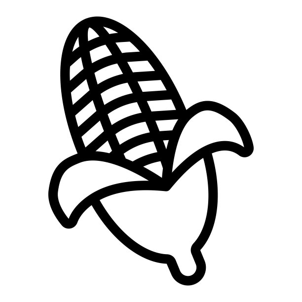 玉米线条图标，感恩节概念，白色背景下的玉米棒标志，移动概念网络设计中的轮廓风格玉米符号图标。矢量图形。图片下载