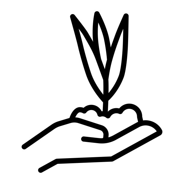 年轻的花朵从土壤中生长在手线图标，春天的概念，白色背景上有叶子标志的小植物，样式的农民图标中的幼苗，可移动。矢量图形。图片下载