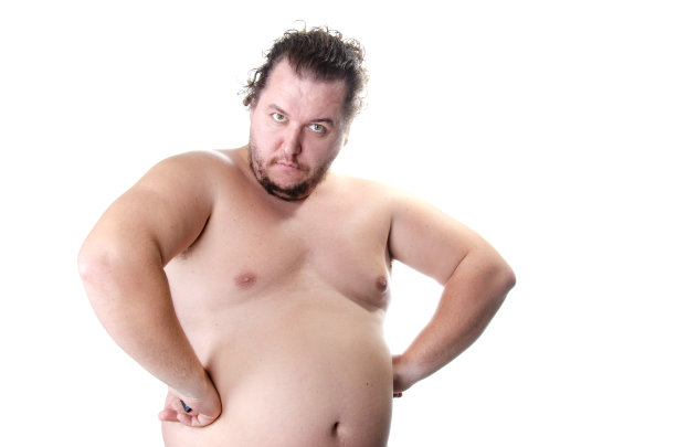 节食的滑稽胖子。健康的生活方式和运动。图片下载