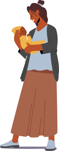 年轻的非洲女性角色抱着新生儿图片下载